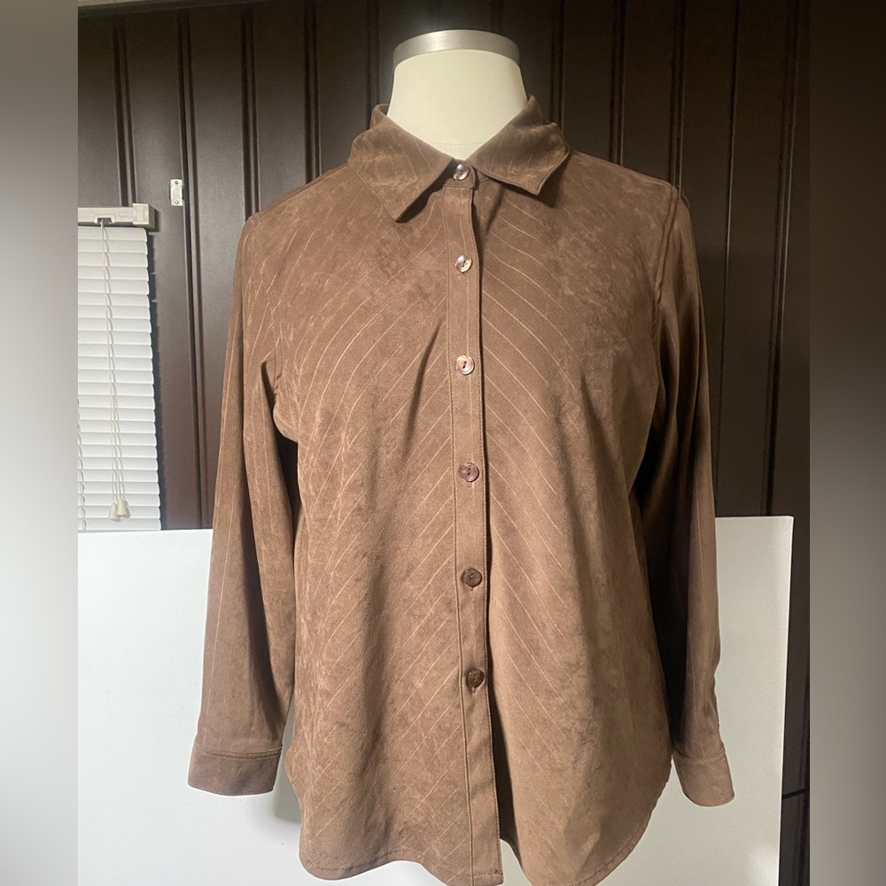 Susan Graver Studio Size 1X Women’s Microsuede style Jacket Shirt